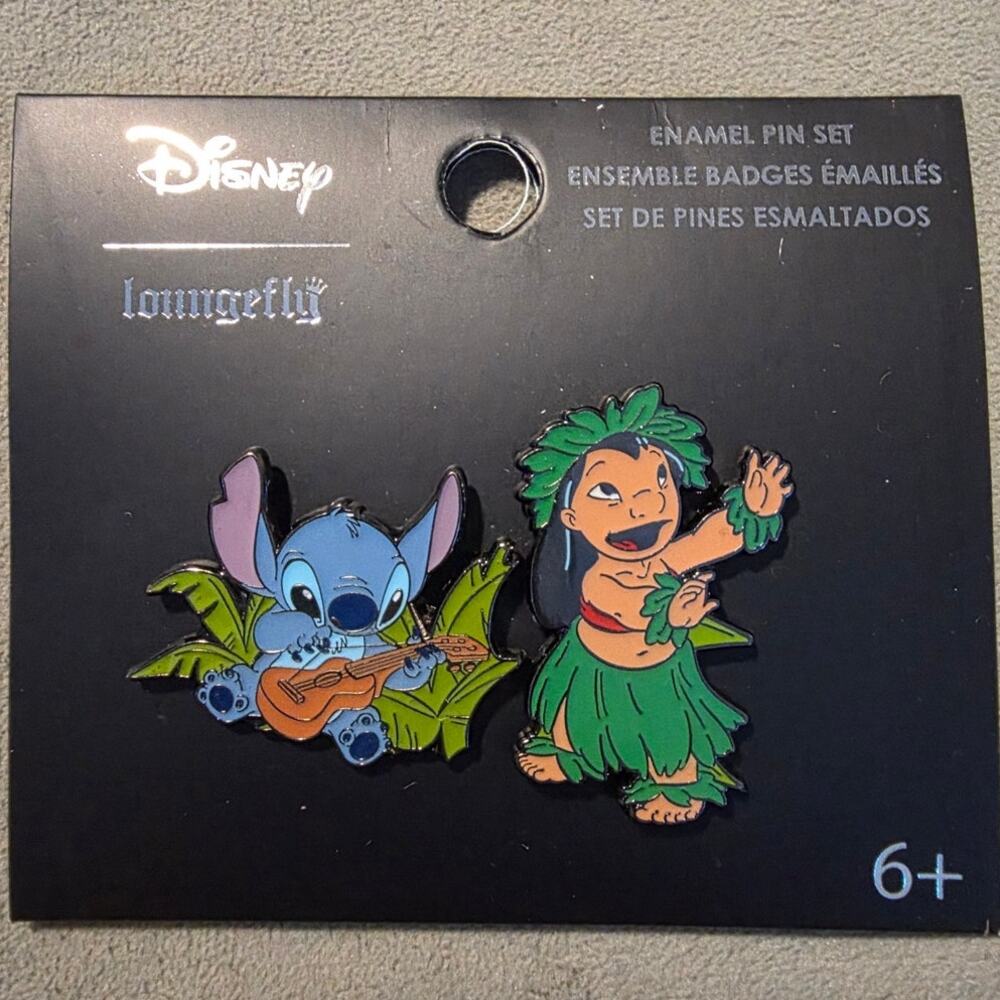 Loungefly Disney Lilo & Stitch Duo Luau Enamel Pin Set